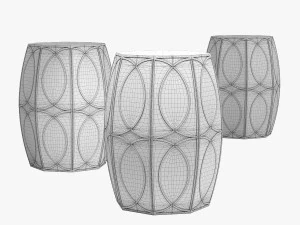 Kathy Kuo home modern coastal beach treillage garden stool 3D Model