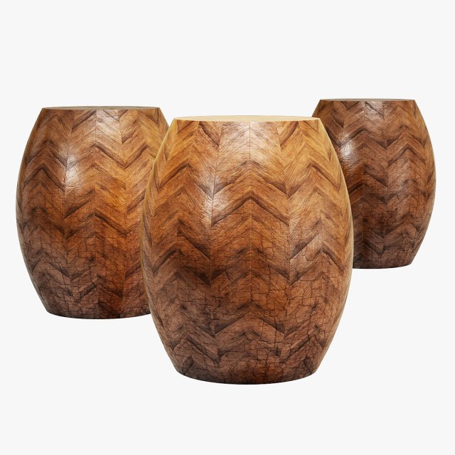 Rouge decor banana bark drum stool 3D Model .c4d .max .obj .3ds .fbx .stl .blend 