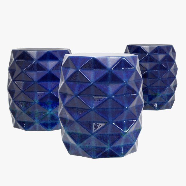 Rouge decor facet blue stool 3D Model .c4d .max .obj .3ds .fbx .stl .blend 