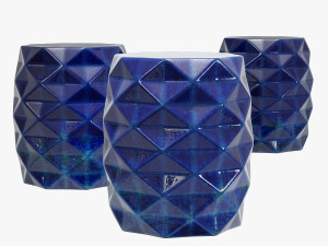 Rouge decor facet blue stool 3D Model