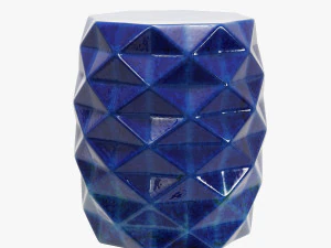루즈 장식 패싯 블루 스툴 3D 모델