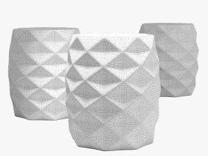 루즈 장식 패싯 블루 스툴 3D 모델