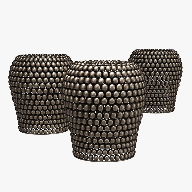 Rouge decor iron beaded black stool 3D Model .c4d .max .obj .3ds .fbx .stl .blend 