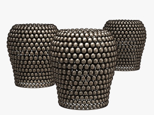 Rouge decor iron beaded black stool 3D Model