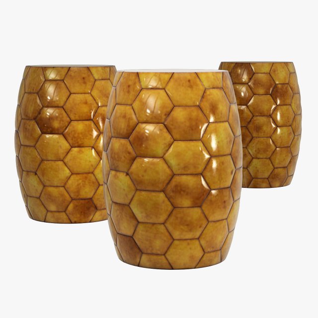 Rouge decor tortoise gold stool 3D Model .c4d .max .obj .3ds .fbx .stl .blend 