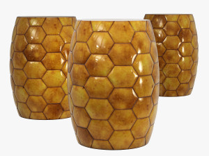 Rouge decor tortoise gold stool 3D Model