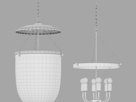 Flamant ruford glass 6 lamps chandelier 3D Model