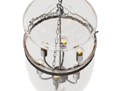 Flamant ruford glass 6 lamps chandelier 3D Model
