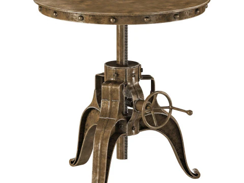 Kathy Kuo ホーム fronzoni インダストリアル ロフト アンティーク ニッケル クランク サイド テーブル 3Dモデル