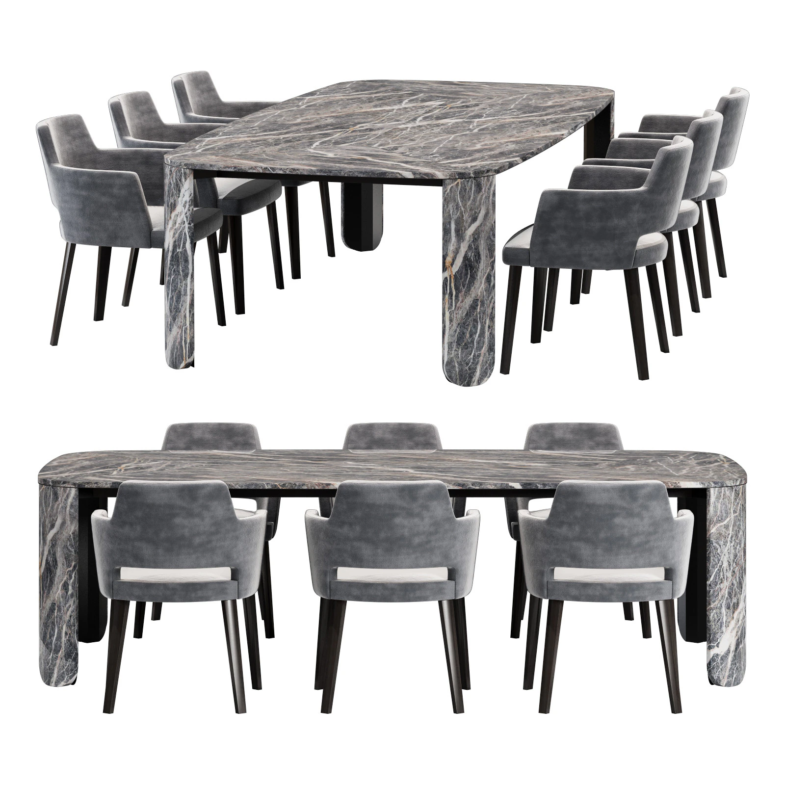 Gallotti and radice clemo-t dining set 2 260x130 3D Model .c4d .max .obj .3ds .fbx .stl .blend 