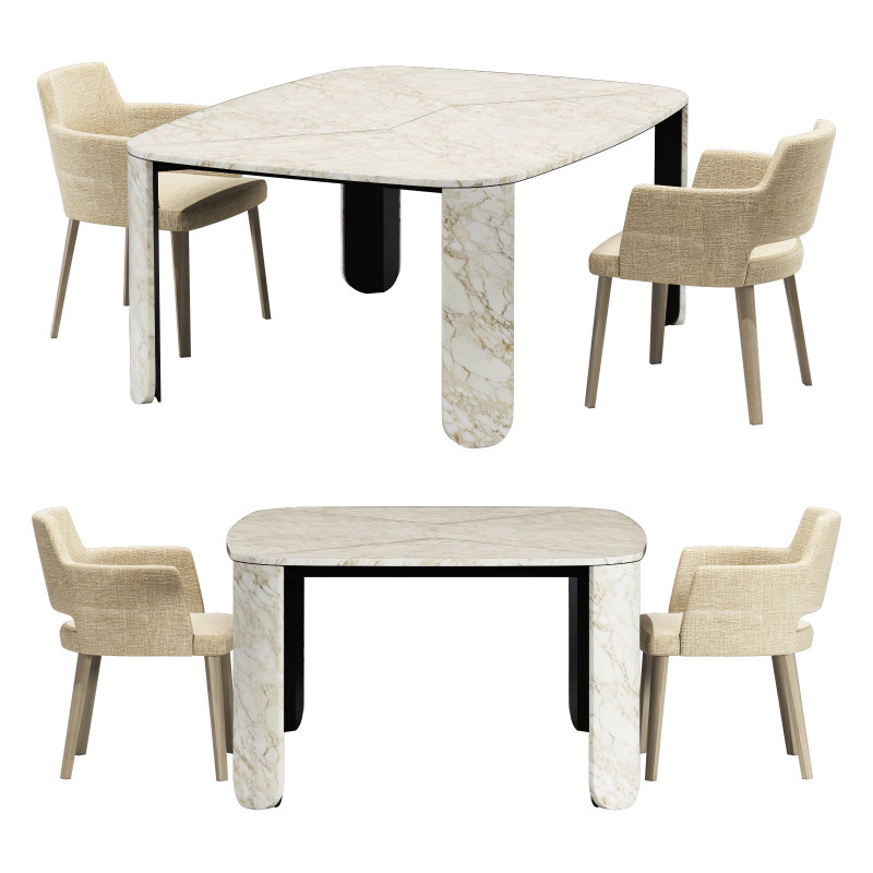 Gallotti and radice clemo-t dining set 4 170x130 3D Модель .c4d .max .obj .3ds .fbx .stl .blend 