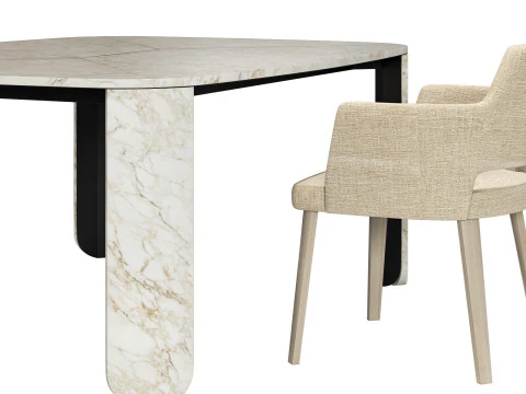 Gallotti and radice clemo-t dining set 4 170x130 3D Model