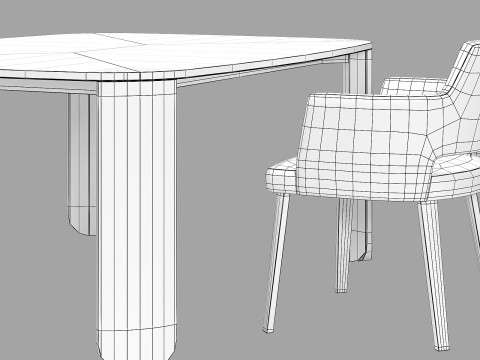 Gallotti and radice clemo-t dining set 4 170x130 3D Модель