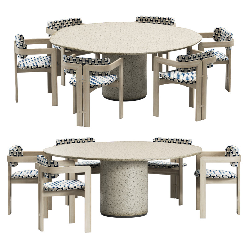 Gallotti and radice re-verre dining set 2 d180 3D 模型 .c4d .max .obj .3ds .fbx .stl .blend 