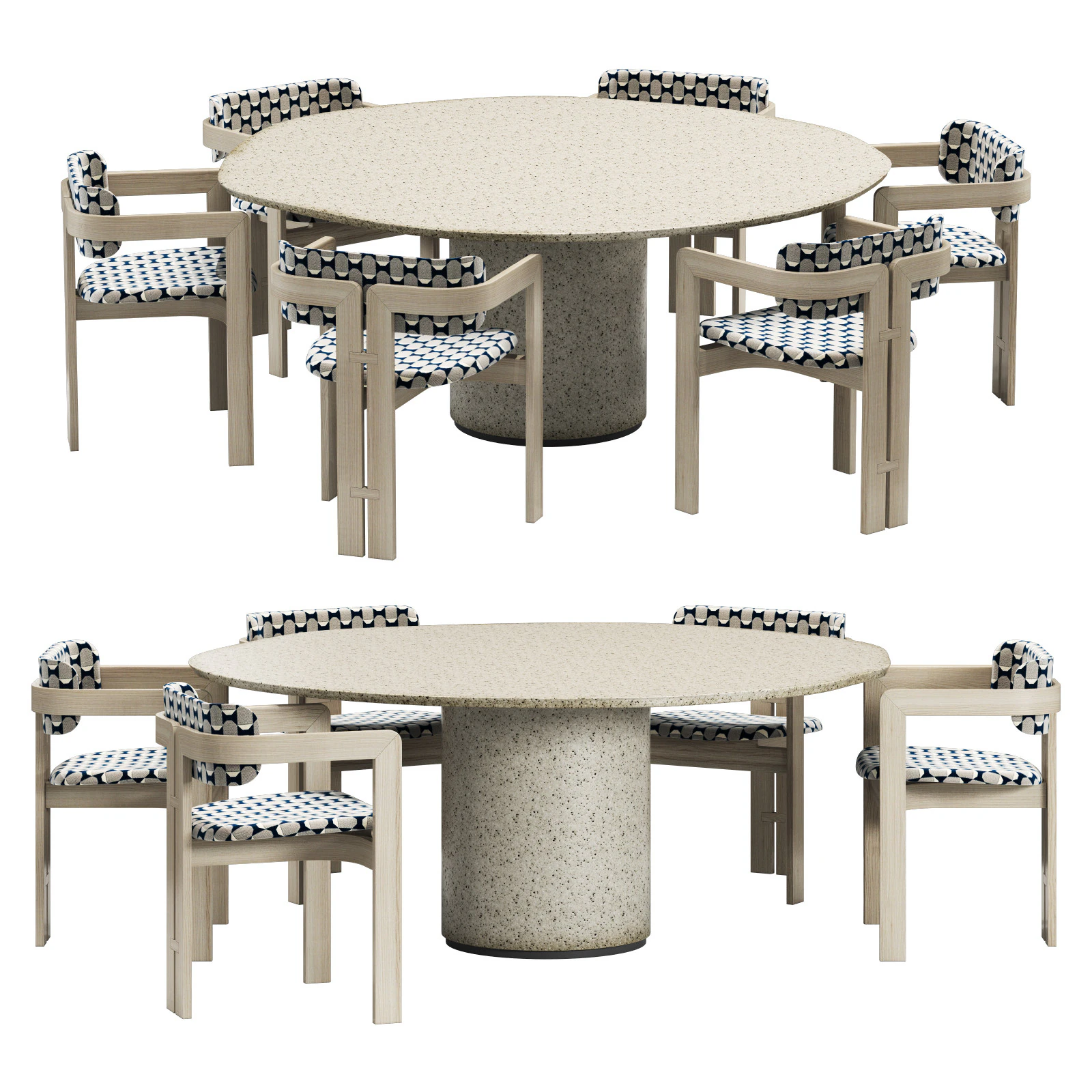 Gallotti and radice re-verre dining set 2 d180 3D Model .c4d .max .obj .3ds .fbx .stl .blend