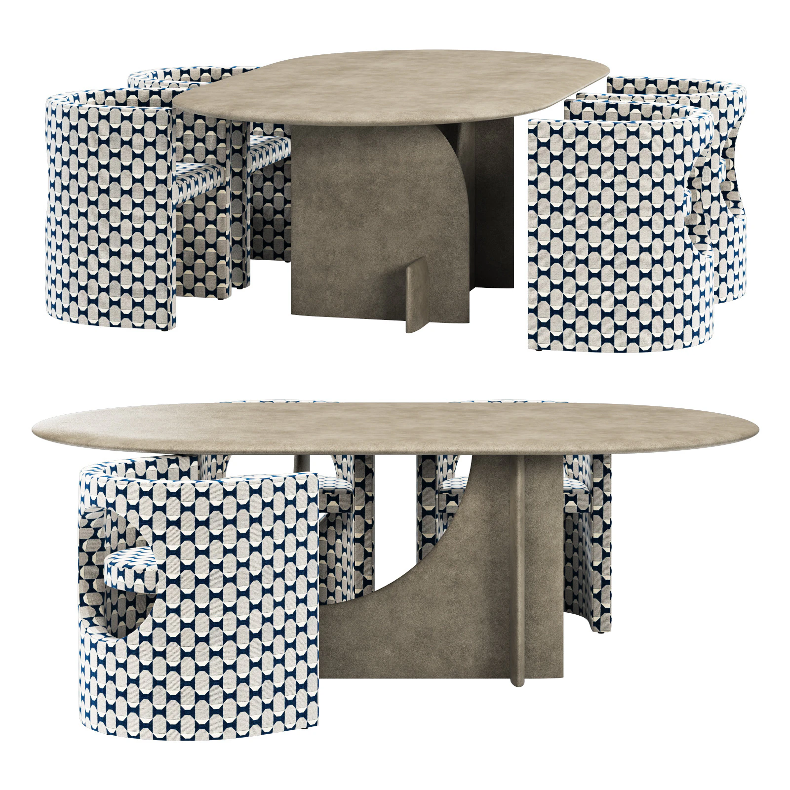 Gallotti and radice selece-t dining set 2 220x120 3D Model .c4d .max .obj .3ds .fbx .stl .blend 
