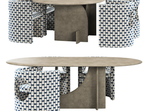 Gallotti and radice selece-t dining set 2 220x120 3D Model