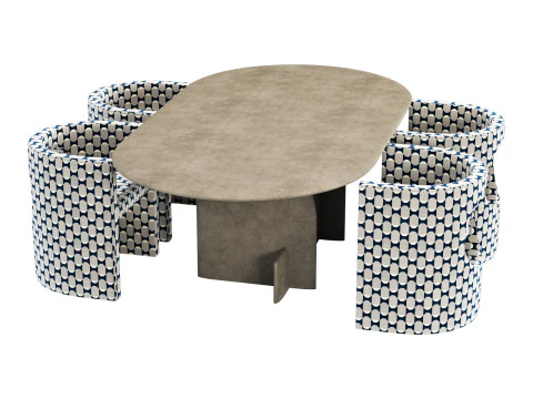 Gallotti and radice selece-t dining set 2 220x120 3D Model