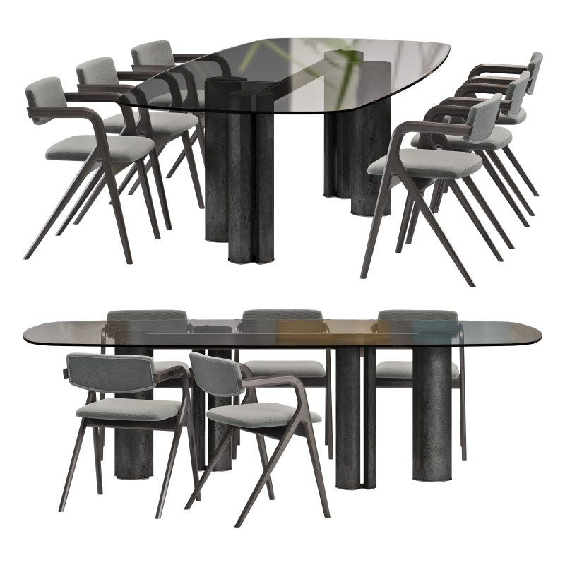 Gallotti and radice simpodio dining set 1 260x120 3D 模型 .c4d .max .obj .3ds .fbx .stl .blend 