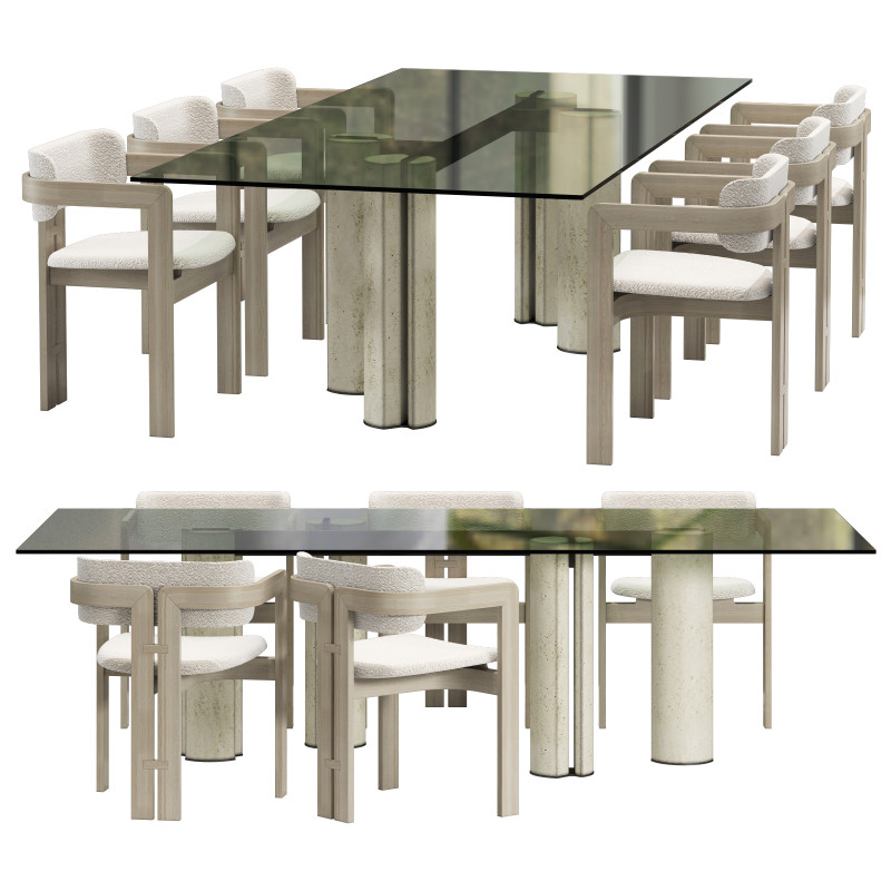 Gallotti and radice simpodio dining set 2 260x120 3D Model .c4d .max .obj .3ds .fbx .stl .blend 