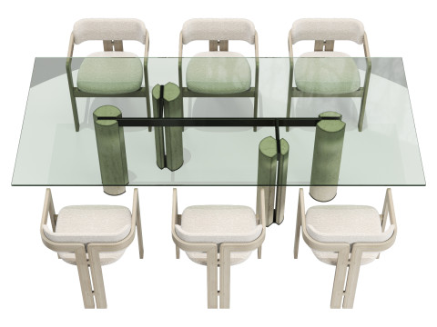 Gallotti and radice simpodio dining set 2 260x120 3D Model