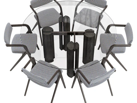 Gallotti and radice simpodio dining set 4 d160 3D Model