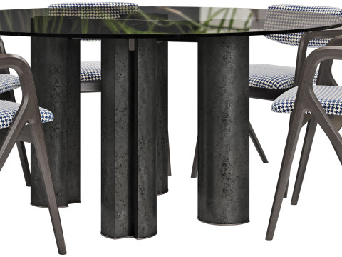 Gallotti and radice simpodio dining set 4 d160 Modelo 3D