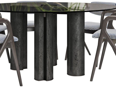 Gallotti and radice simpodio dining set 4 d160 3D Model