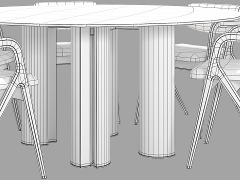 Gallotti and radice simpodio dining set 4 d160 Modelo 3D