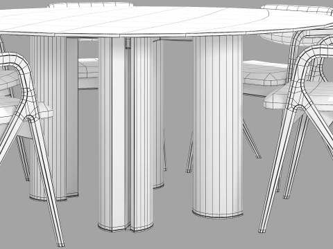 Gallotti and radice simpodio dining set 4 d160 3D Model