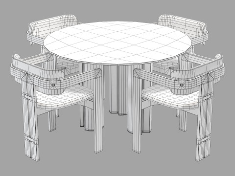 Gallotti and radice simpodio dining set 5 d120 3D मॉडल