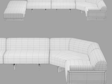 Gallotti and radice stami sofa plus composition 3 3D Model