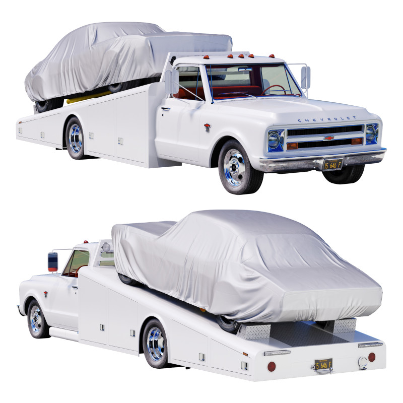 Chevrolet C30 1967 ramp truck 3D Model .c4d .max .obj .3ds .fbx .stl .blend