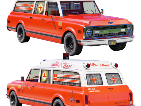 Chevrolet suburban 1970 ambulance 3D Model