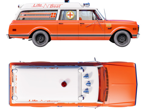 Chevrolet suburban 1970 ambulance 3D Model