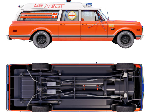 Chevrolet suburban 1970 ambulance 3D Model
