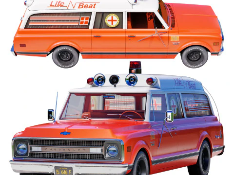 Chevrolet suburban 1970 ambulance 3D Model
