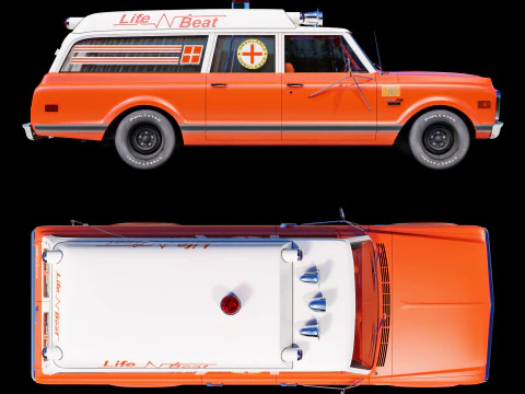 Chevrolet suburban 1970 ambulance 3D Model