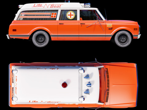 Chevrolet suburban 1970 ambulance 3D Model