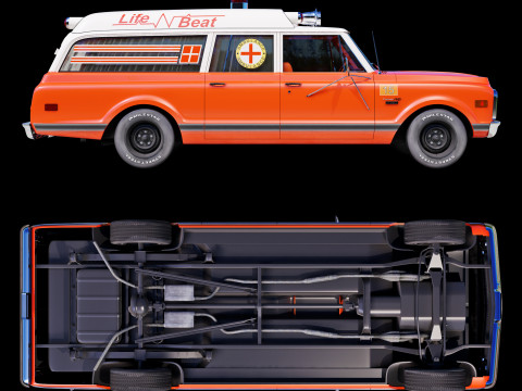 Chevrolet suburban 1970 ambulance 3D Model