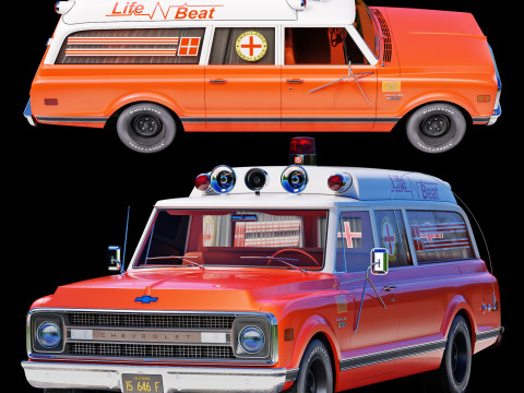 Chevrolet suburban 1970 ambulance 3D Model