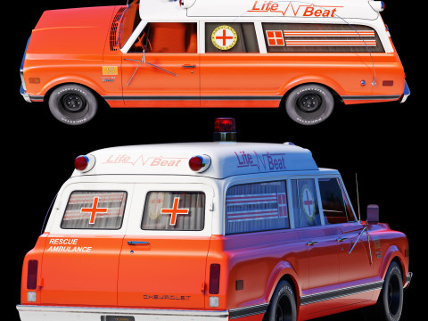 Chevrolet suburban 1970 ambulance 3D Model
