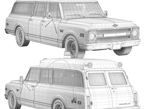 Chevrolet suburban 1970 ambulance 3D Model