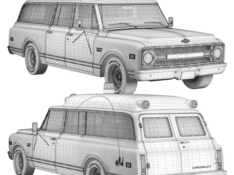 Chevrolet suburban 1970 ambulance 3D Model
