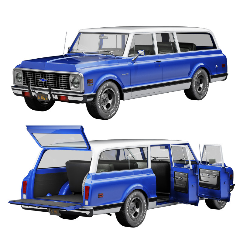 Chevrolet suburban 1972 3D Model .c4d .max .obj .3ds .fbx .stl .blend 