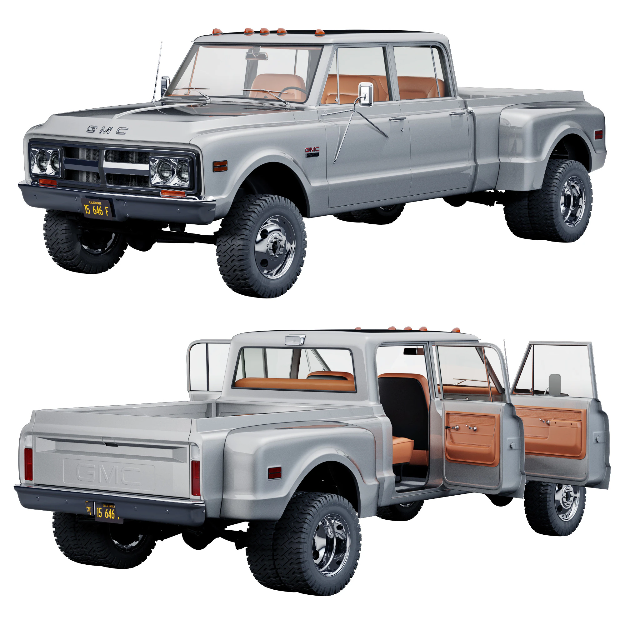 GMC 2500 crew cab 1968 3D Model .c4d .max .obj .3ds .fbx .stl .blend 