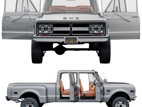 GMC 2500 crew cab 1968 Model 3D