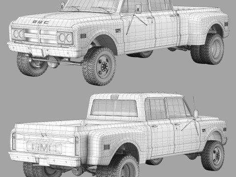 GMC 2500 crew cab 1968 Model 3D