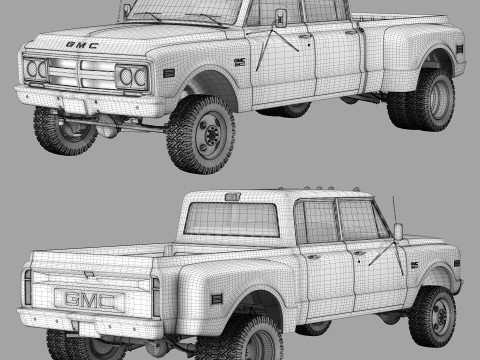 GMC 2500 crew cab 1968 Model 3D