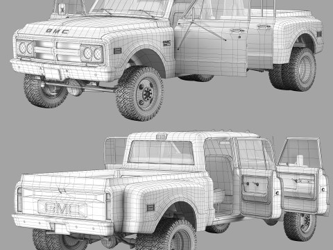 GMC 2500 crew cab 1968 Model 3D